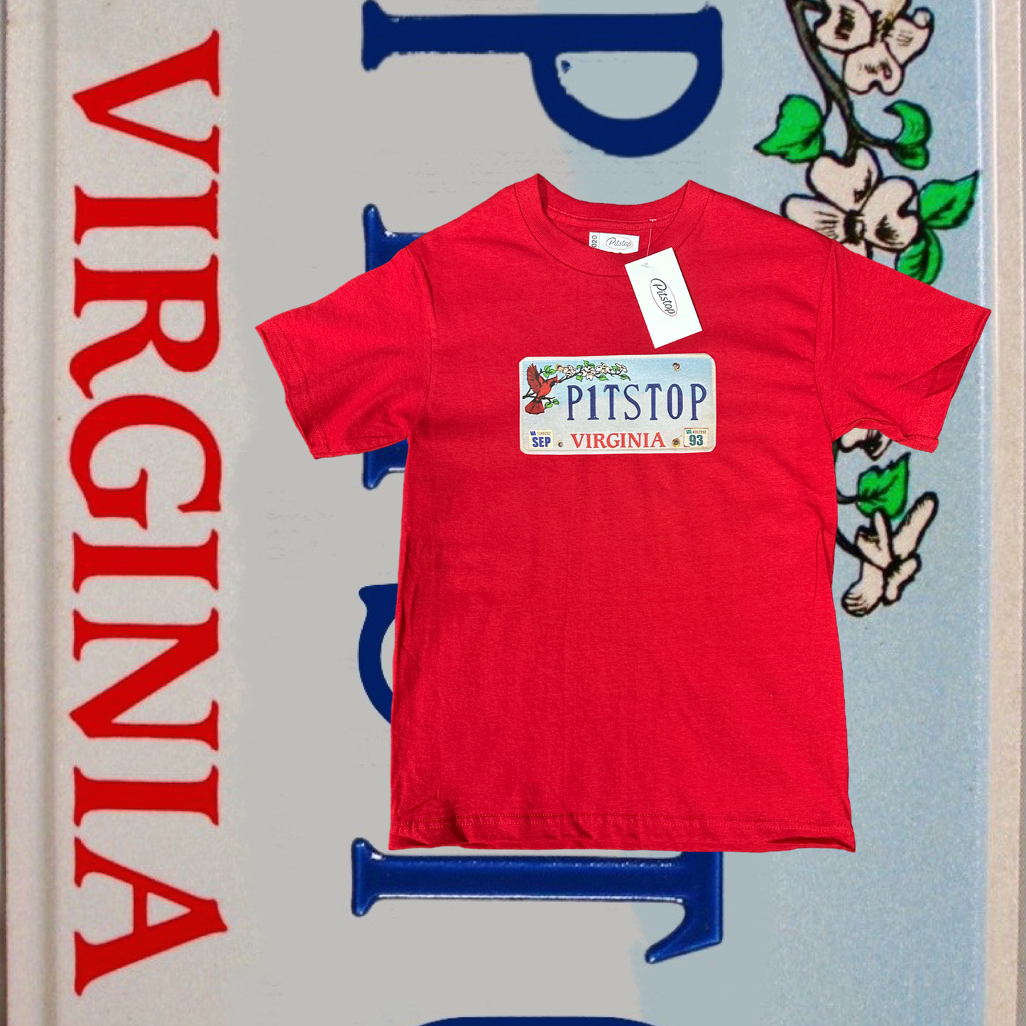 RED PITSTOP LICENSE PLATE
