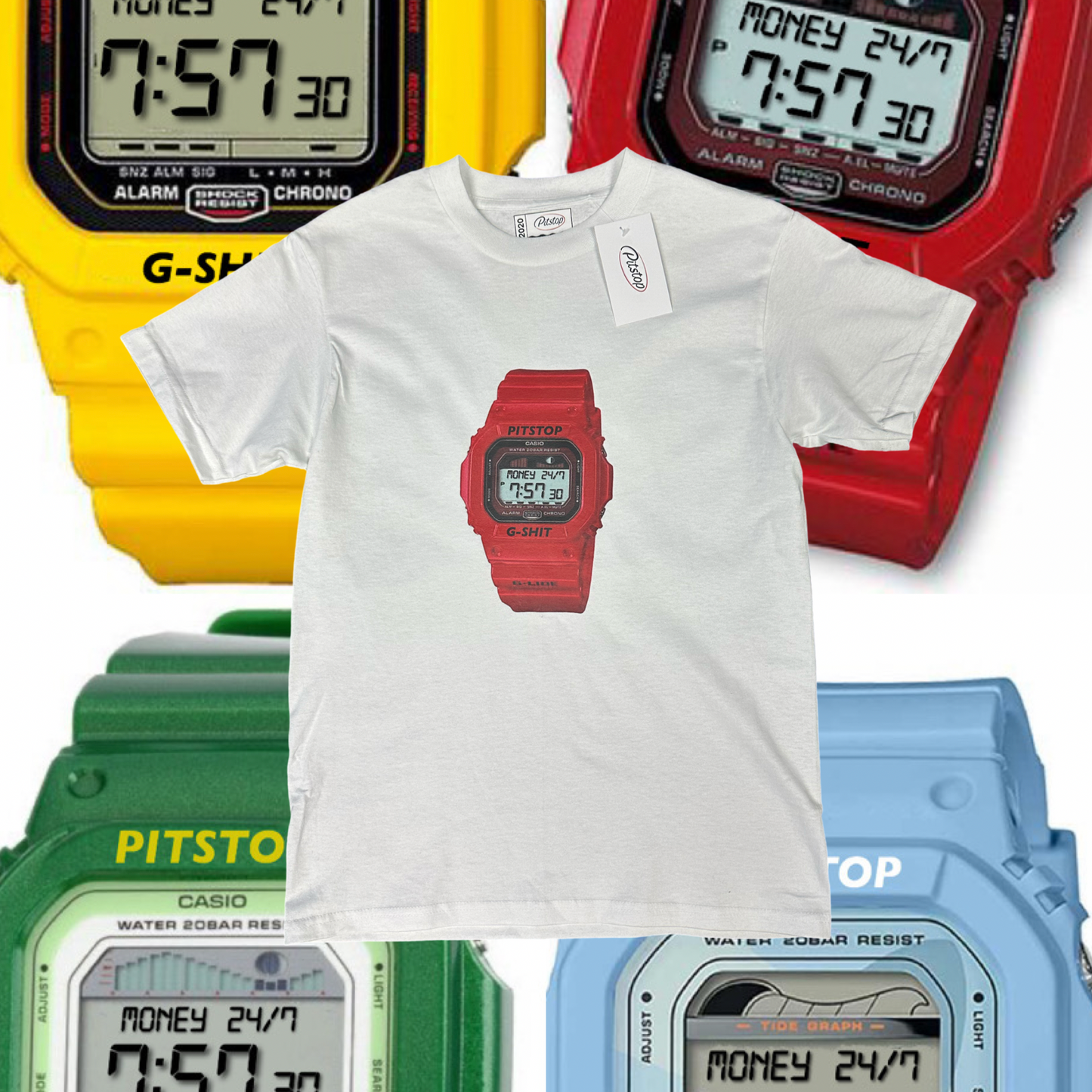 WHITE AND RED GSHOCK TEE