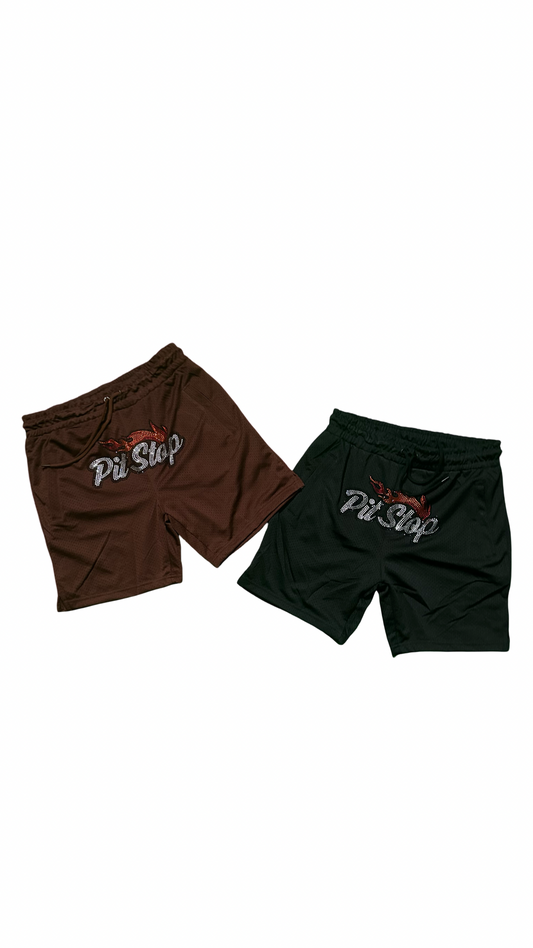 PITSTOP BUSSDOWN FLAME MESH SHORTS